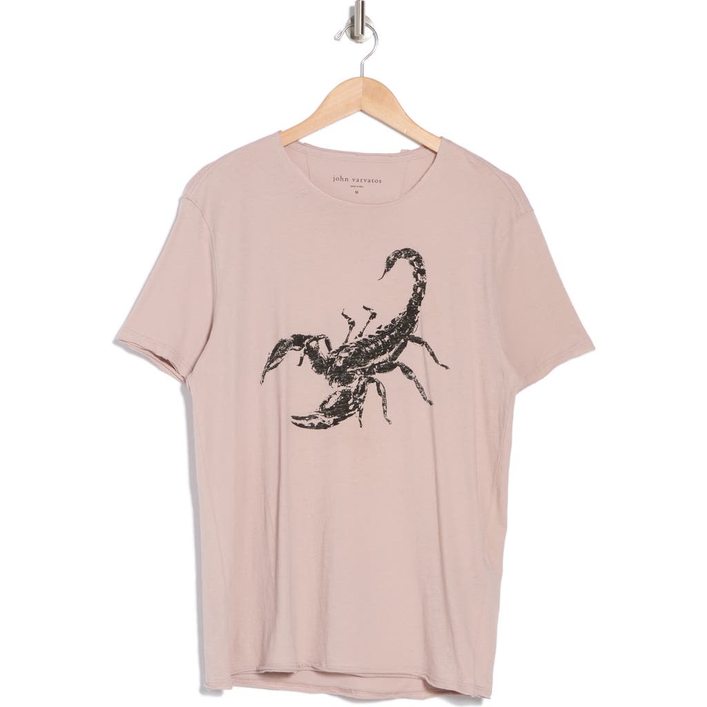 John Varvatos Scorpion Raw Edge Organic Cotton Graphic T-shirt In Dried Petal