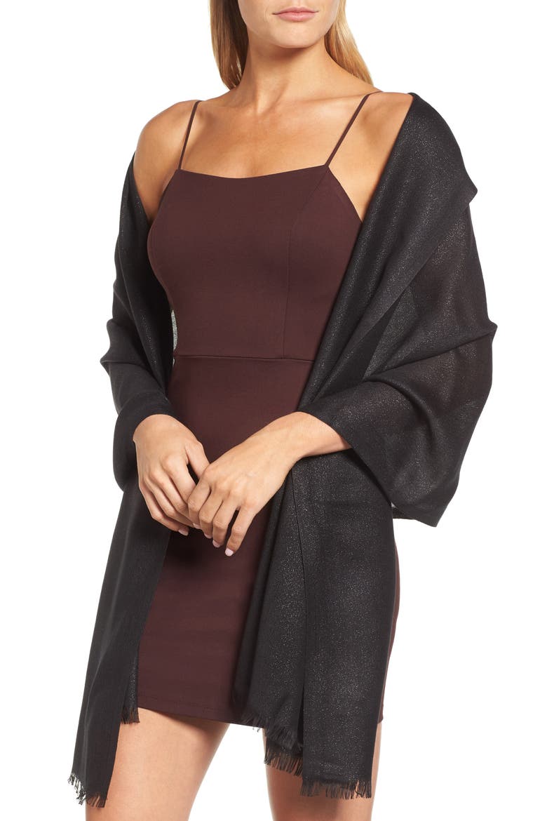 Metallic Lightweight Wrap, Main, color, BLACK