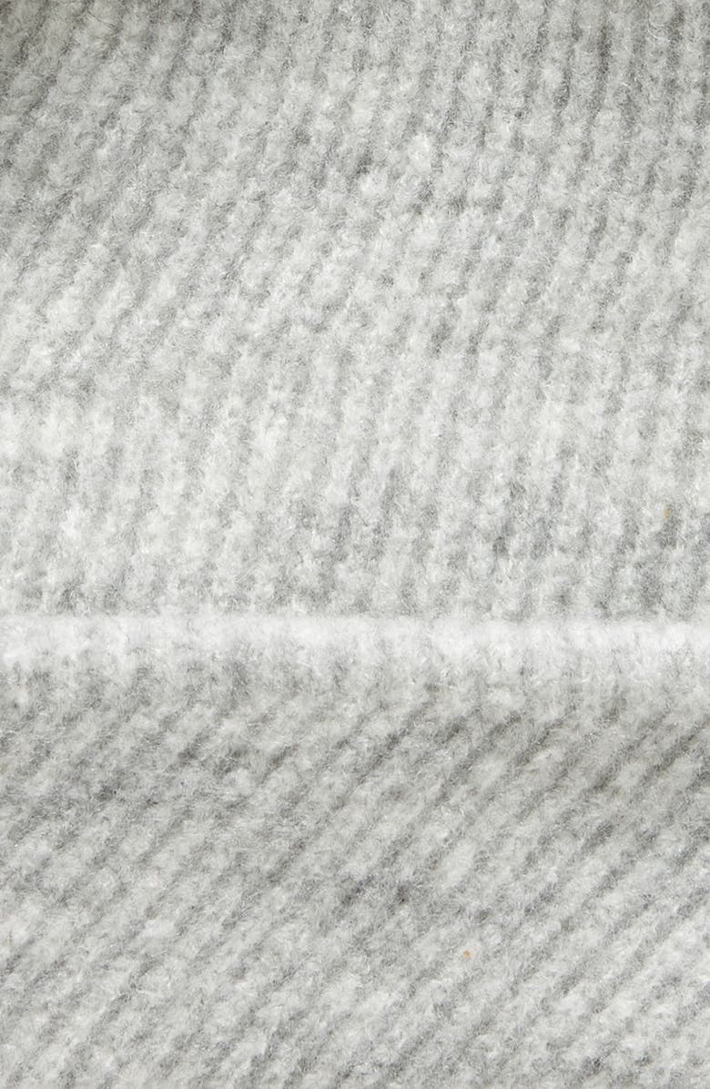 Zella Cozy Heather Beanie with Faux Fur Pompom, Alternate, color, Grey Light Heather