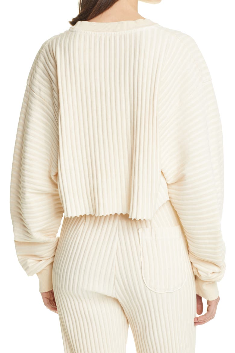 Oversize Crop Ribbed French Terry Sweatshirt, Alternate, color, CLOUD