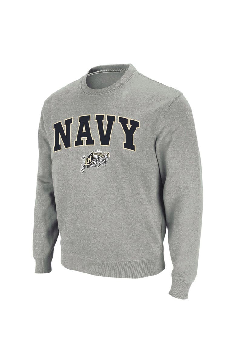 COLOSSEUM Men's Colosseum Heather Gray Navy Midshipmen Arch & Logo Crew Neck Sweatshirt, Main, color, Heather Gray