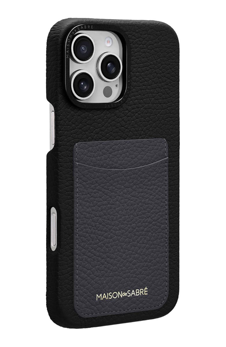 MAISON de SABRÉ Card Phone Case, Alternate, color, Graphite Caviar