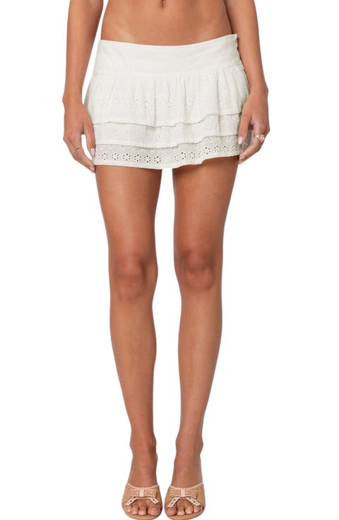 Fleur Low Rise Tiered Eyelet Miniskort