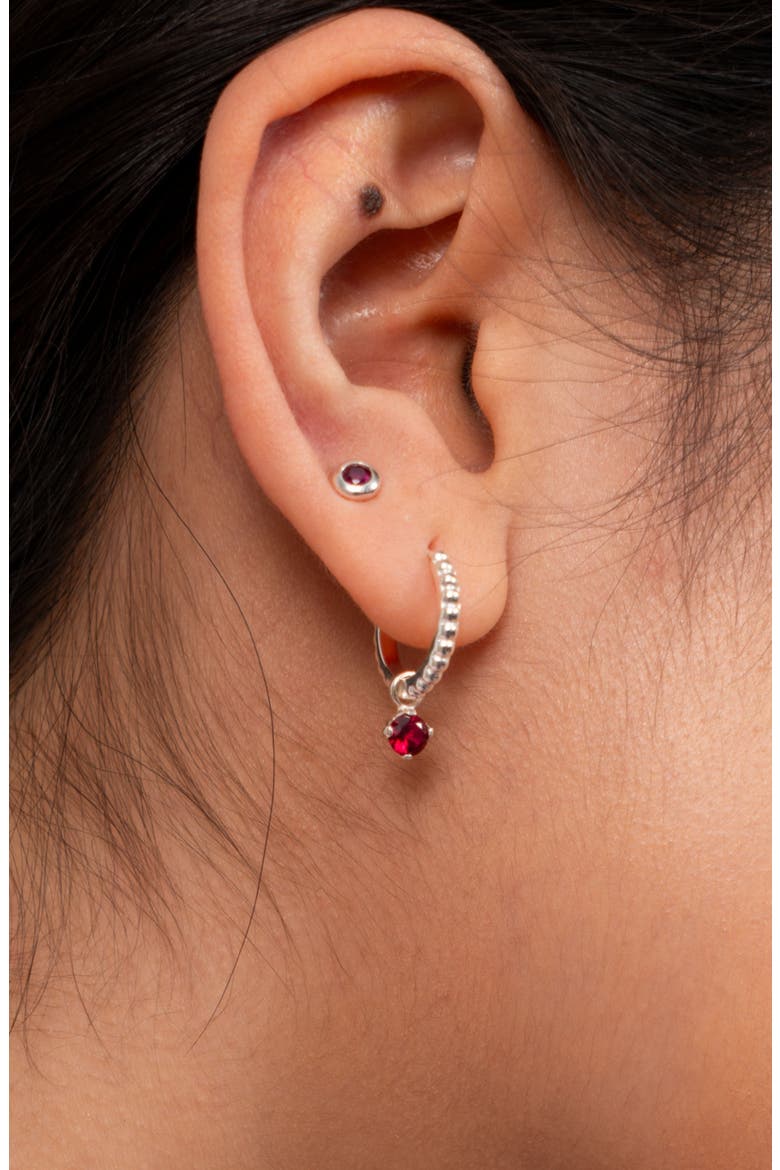 3mm Ruby Dewdrop Studs, Alternate, color, Sterling Silver