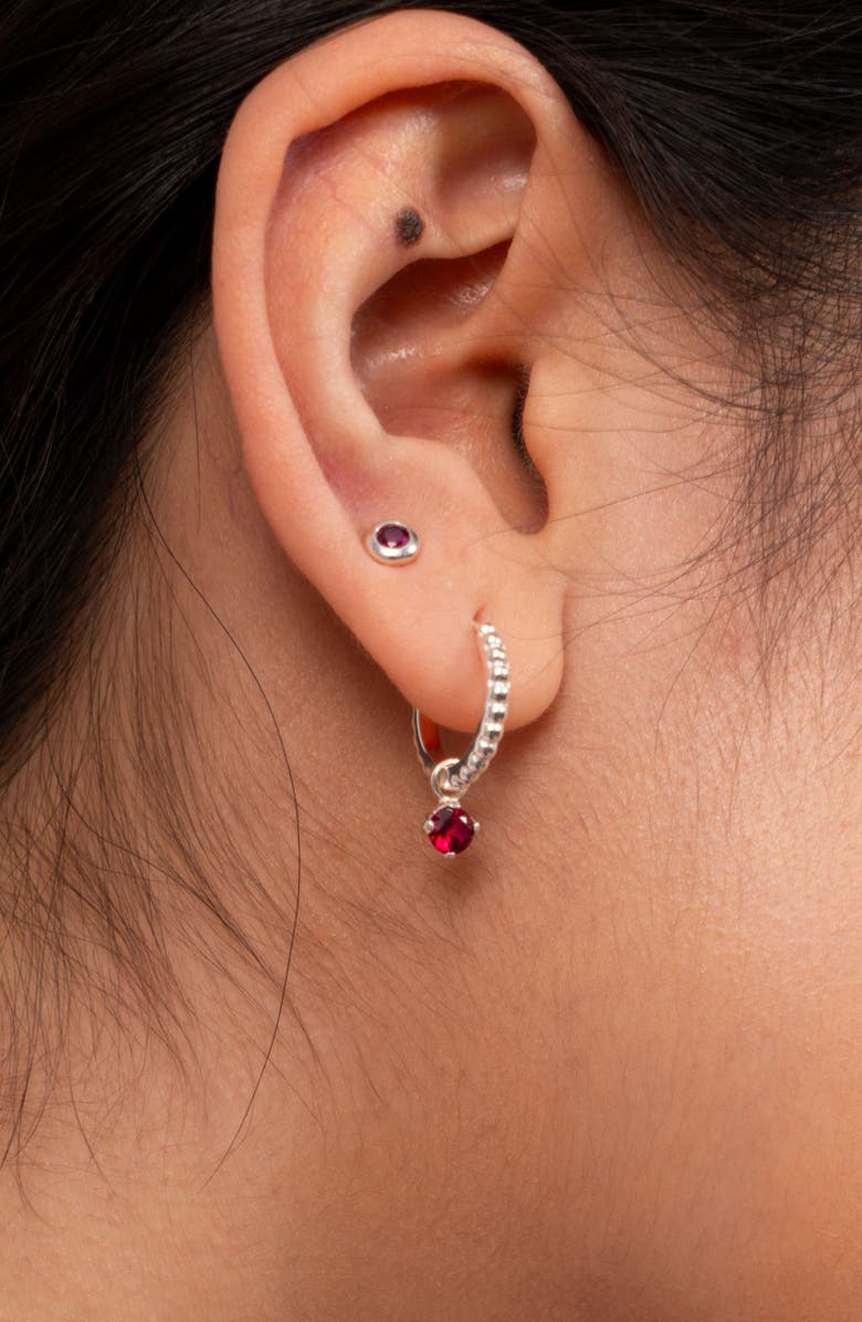 Dower & Hall 3mm Ruby Dewdrop Studs, Alternate, color, Sterling Silver