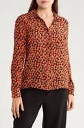 Alice + Olivia Willa Long Sleeve Silk Button-Up Shirt