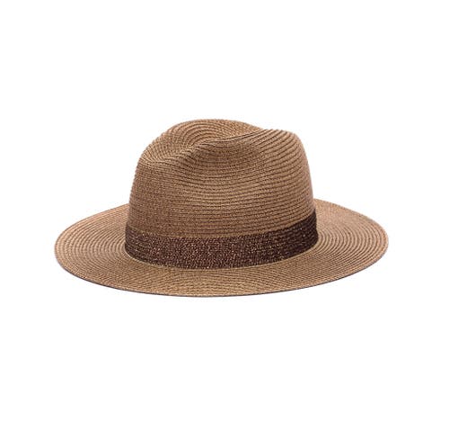 Lastelier Portofino Bronze Trimmed Straw Hat In Brown