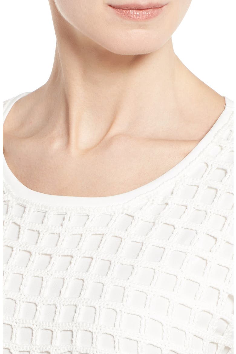 Short Sleeve Crochet Top, Alternate, color, IVORY