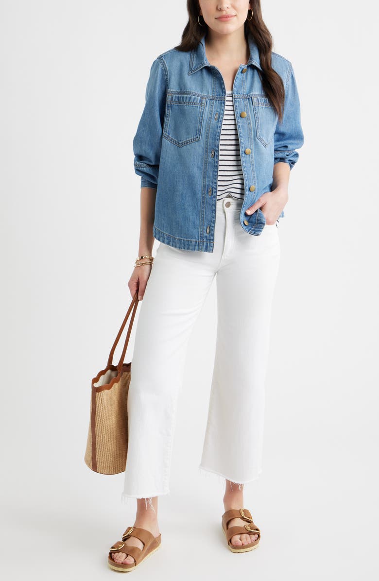 Caslon<sup>®</sup> Balloon Sleeve Denim Jacket, Alternate, color, Medium Wash
