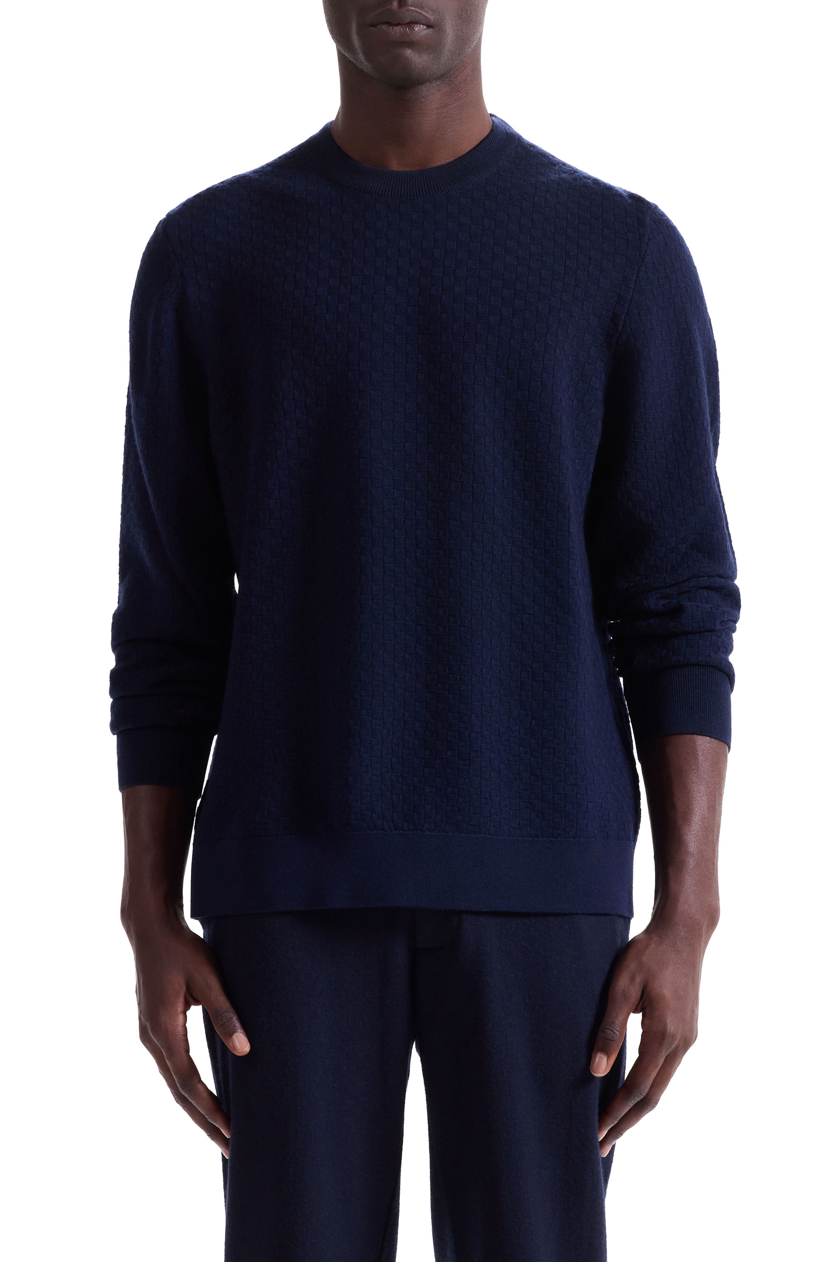 Bugatchi Basketweave Stitch Merino Wool Sweater