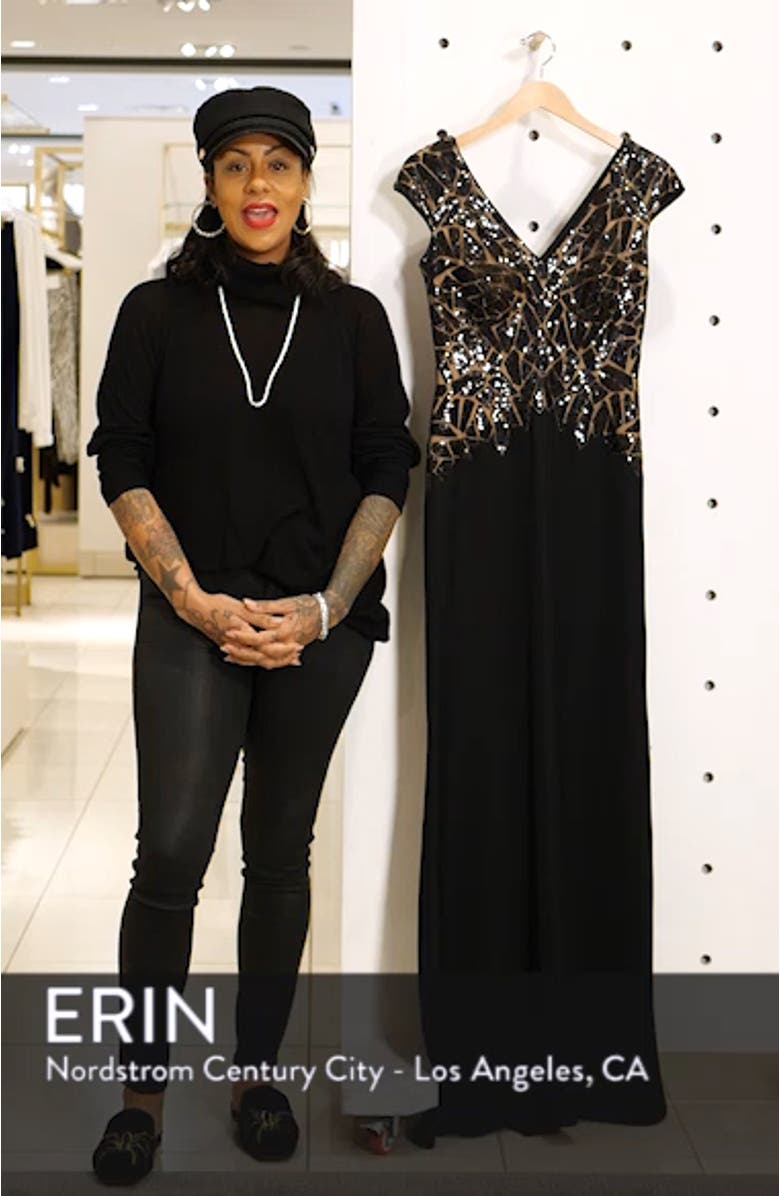 Sequin & Crepe Evening Dress, sales video thumbnail