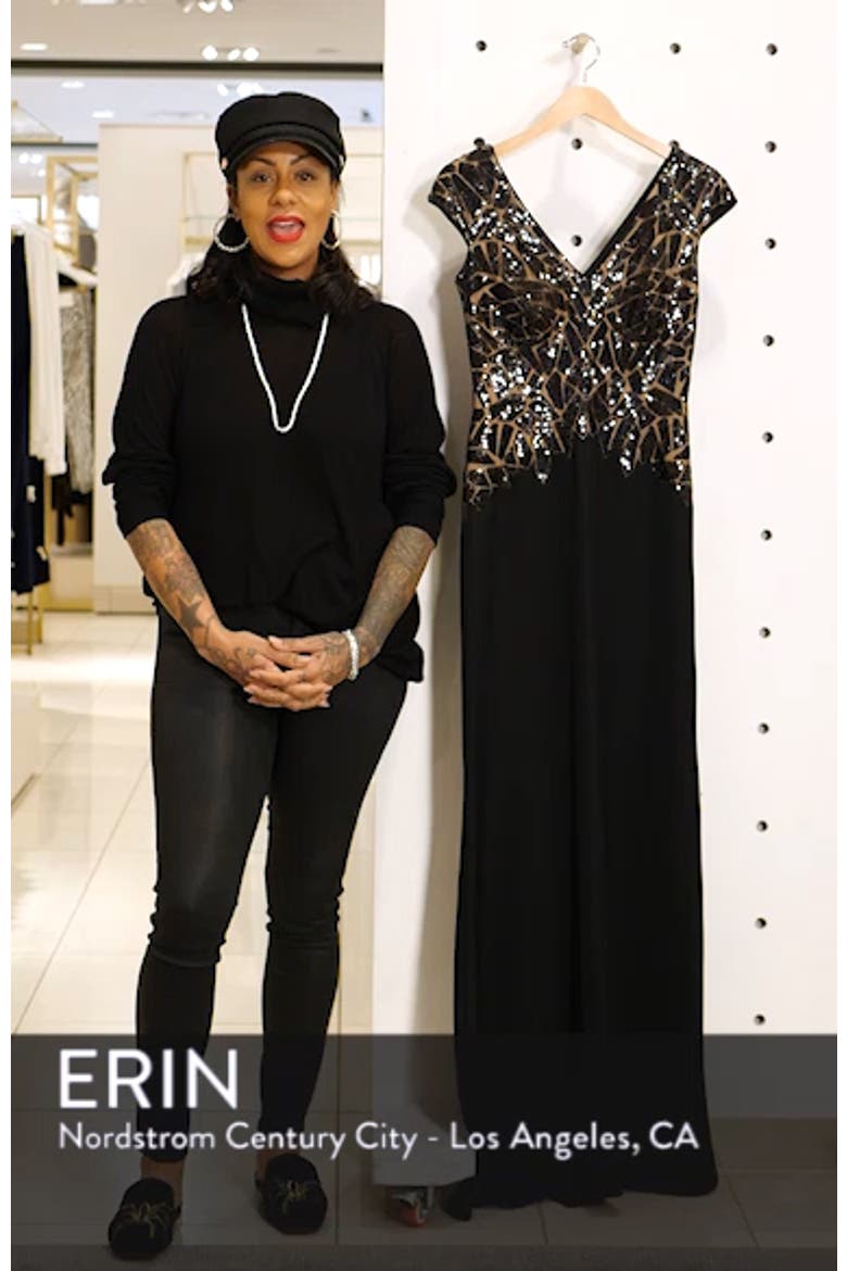 Sequin & Crepe Evening Dress video