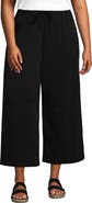 Lands' End Plus Size Sport Knit Elastic Waist Wide Leg Crop Pants