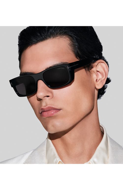 Tom Ford Juan 56mm Rectangular Sunglasses In Black