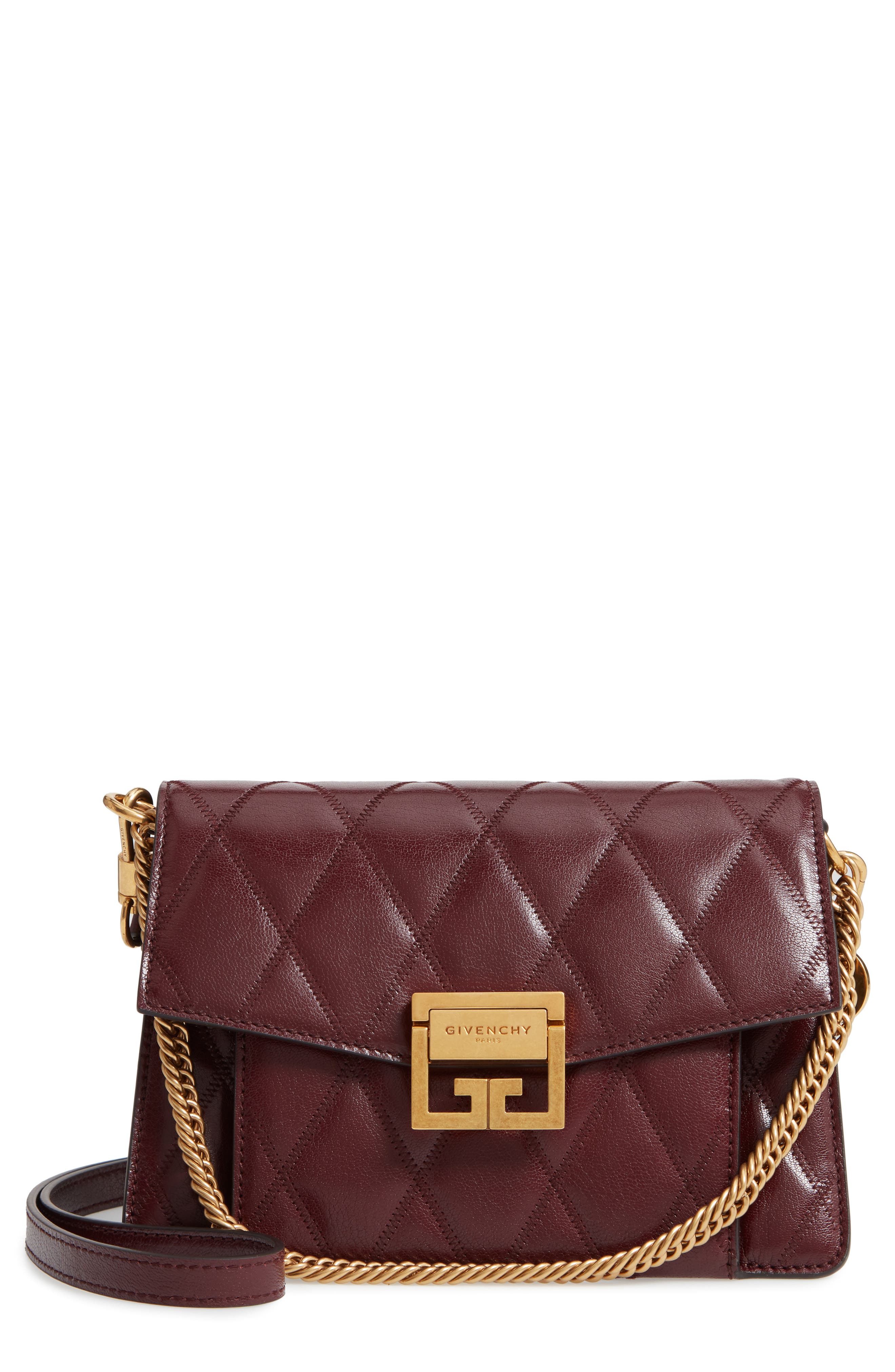 Small GV3 Diamond Quilted Leather Crossbody Bag, Main, color, AUBERGINE