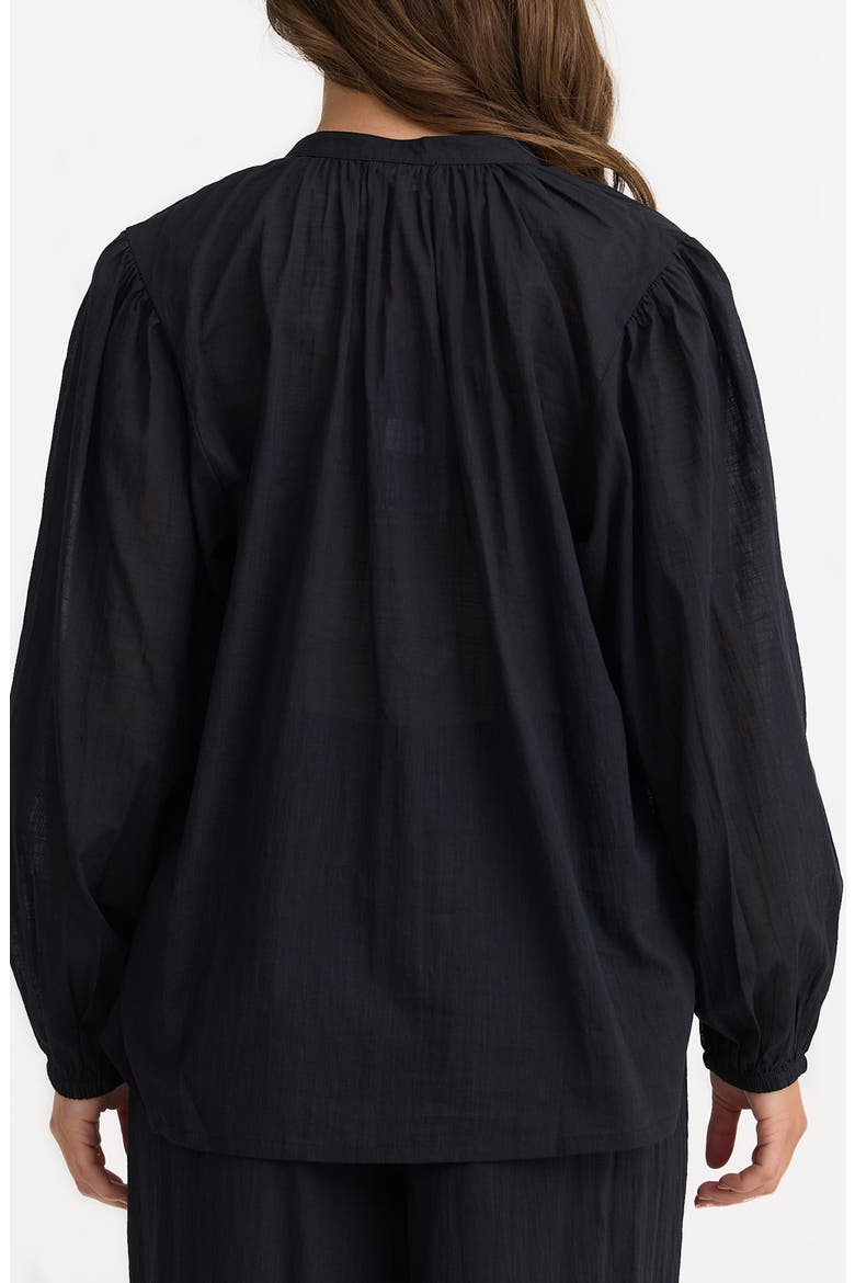 Cala Embroidered Shirt, Alternate, color, BLACK W OFF WHITE