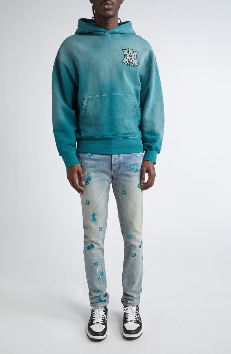 AMIRI MA Hollywood Oversize French Terry Hoodie, Alternate, color, Evergreen