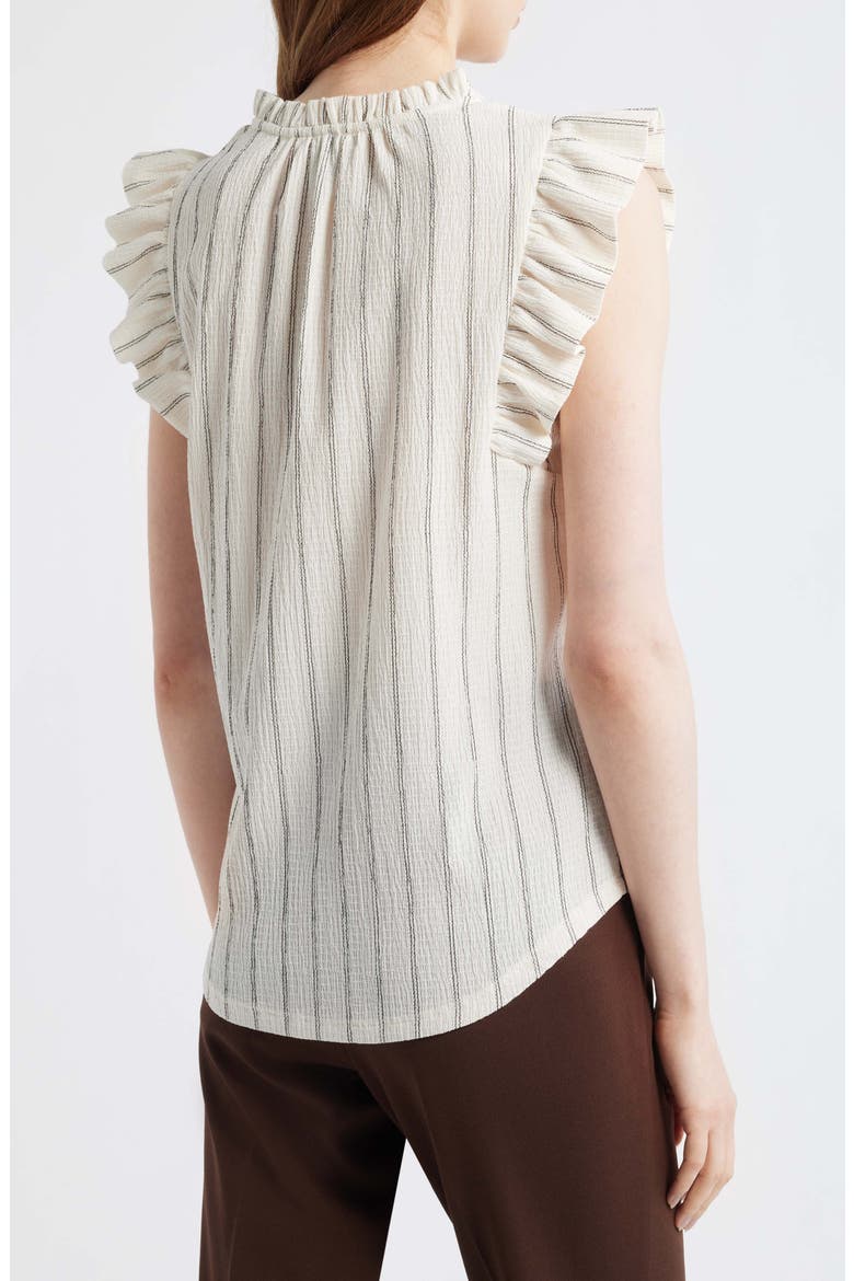 Flutter Sleeve Stripe Shirt, Alternate, color, WHITE DOVE/ ANNEBLACK