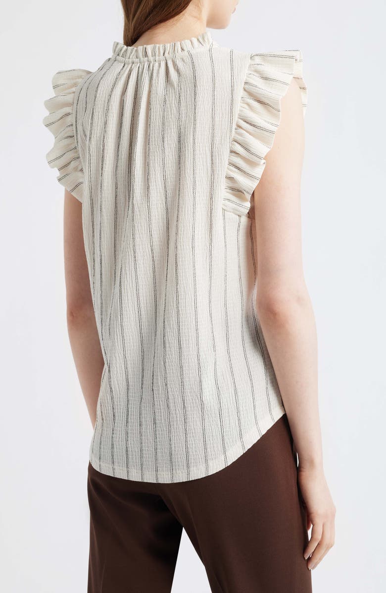 Anne Klein Flutter Sleeve Stripe Shirt, Alternate, color, White Dove/ Anneblack