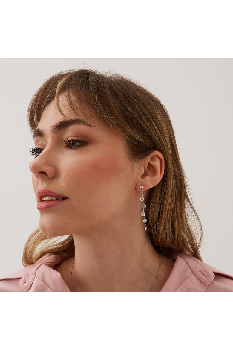 Drop Crystal Sterling Silver Earring, Alternate, color, Silver