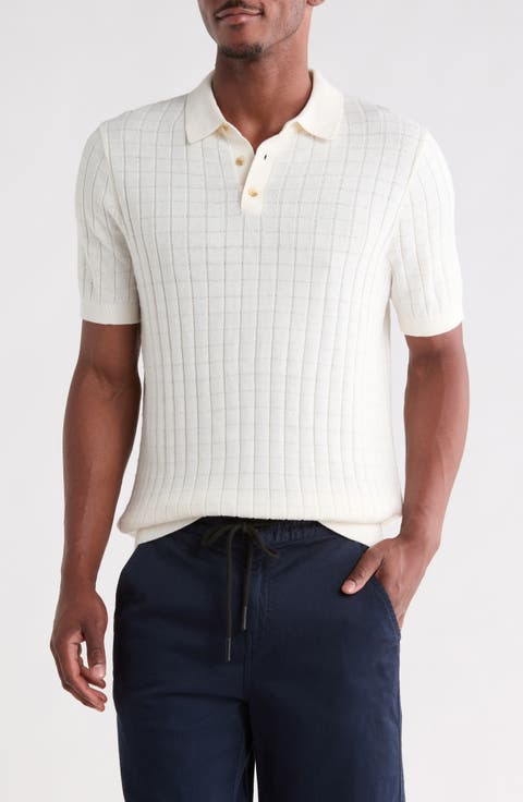 Short Sleeve Grid Sweater Knit Polo
