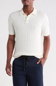 14th & Union Short Sleeve Grid Sweater Knit Polo