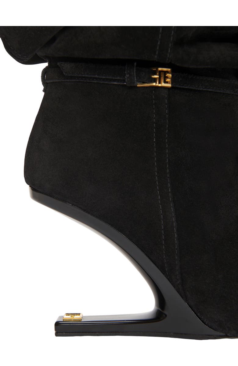Balmain No Wedge suede leather ankle boots with tassel, Alternate, color, Black