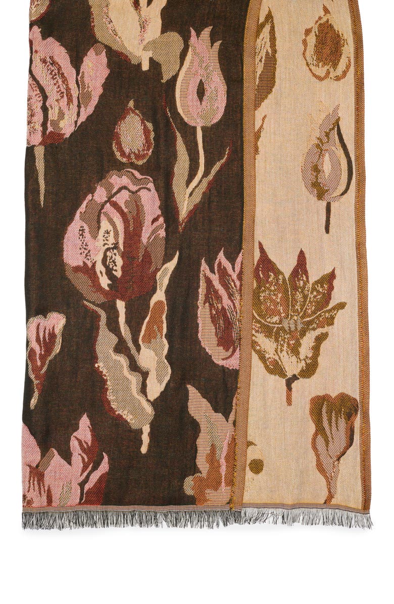 Vince Camuto Bloom Jacquard Scarf, Alternate, color, Olive Multi