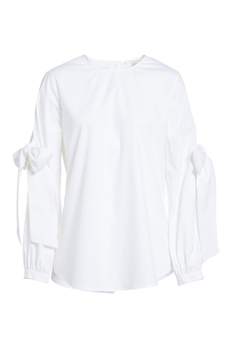 Tie Back Poplin Tunic, Alternate, color, WHITE