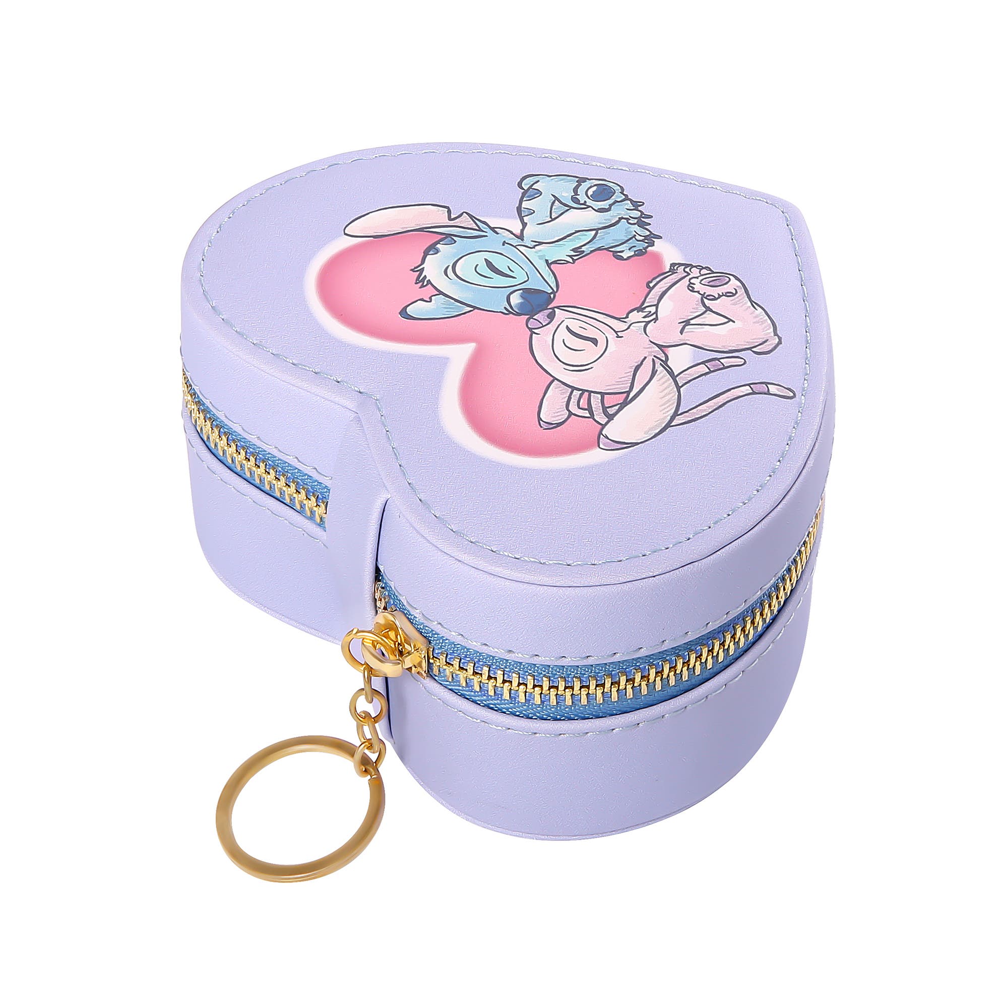 Disney Angel Zippered Heart Shaped Jewelry Travel Case, Alternate, color, Lavender