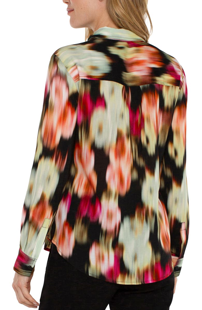 Liverpool Floral Ikat Print Shirt, Alternate, color, Star Ruby Flrl