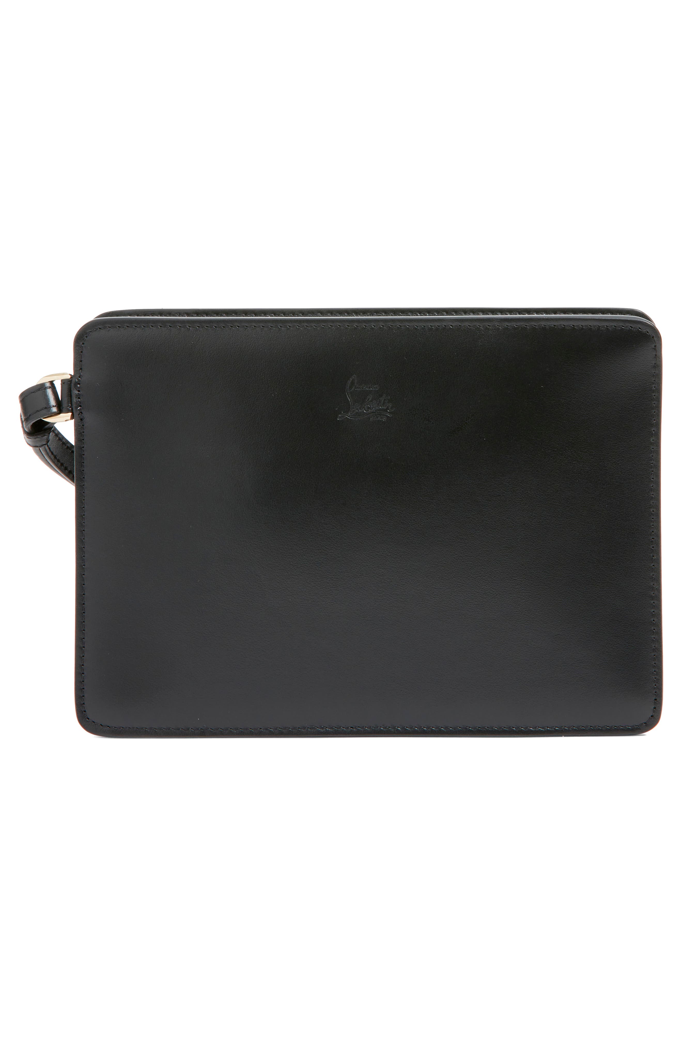 Christian Louboutin Small Bettina Leather Wristlet, Alternate, color, Cm6s Black/ Gold