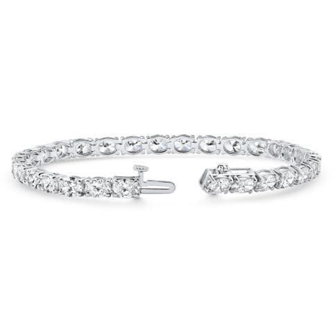 10.75Ct Oval Cut Diamond Tennis Bracelet 7" 14k Gold Lab Grown