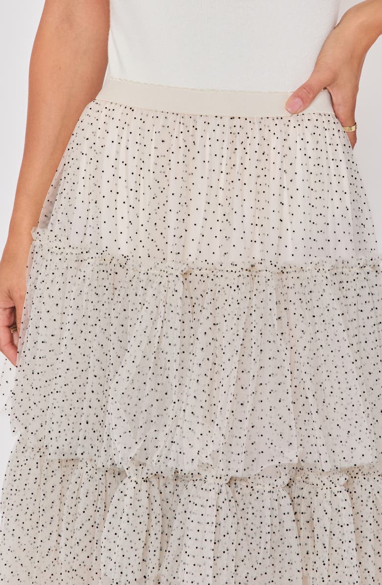VICI Collection Jessica Dot Print Tiered Mesh Maxi Skirt, Alternate, color, Cream/ Black