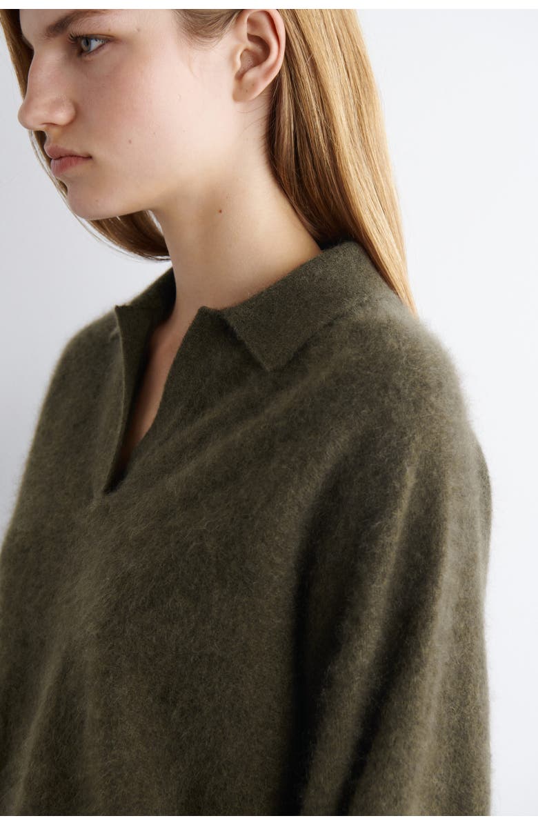 COS Brushed-Cashmere Polo Sweater, Alternate, color, Khaki