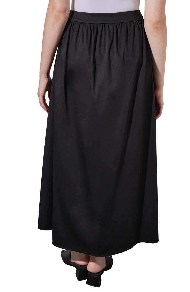 Ming Wang Gathered Cotton Blend Maxi Skirt, Alternate, color,