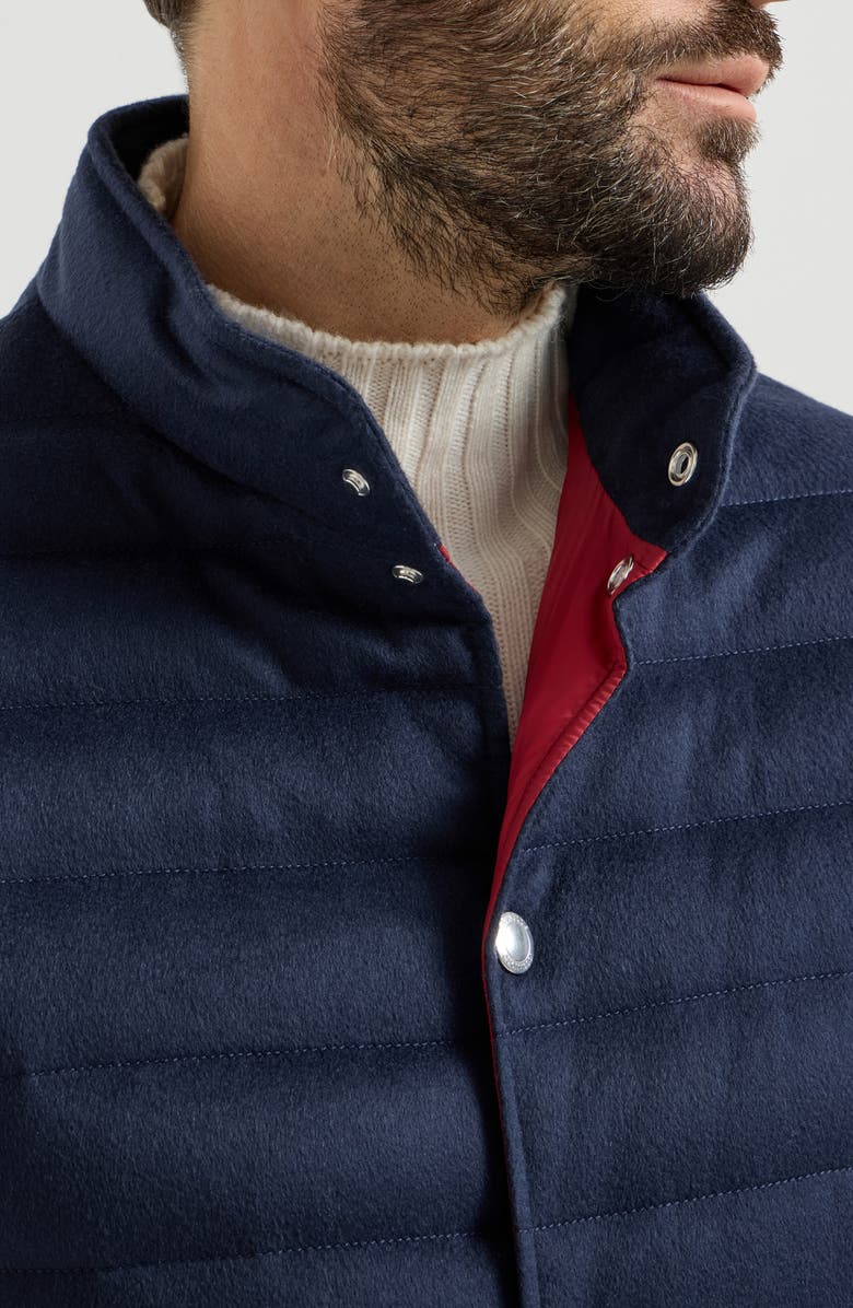 Brunello Cucinelli Cashmere flannel down vest, Alternate, color, Blue