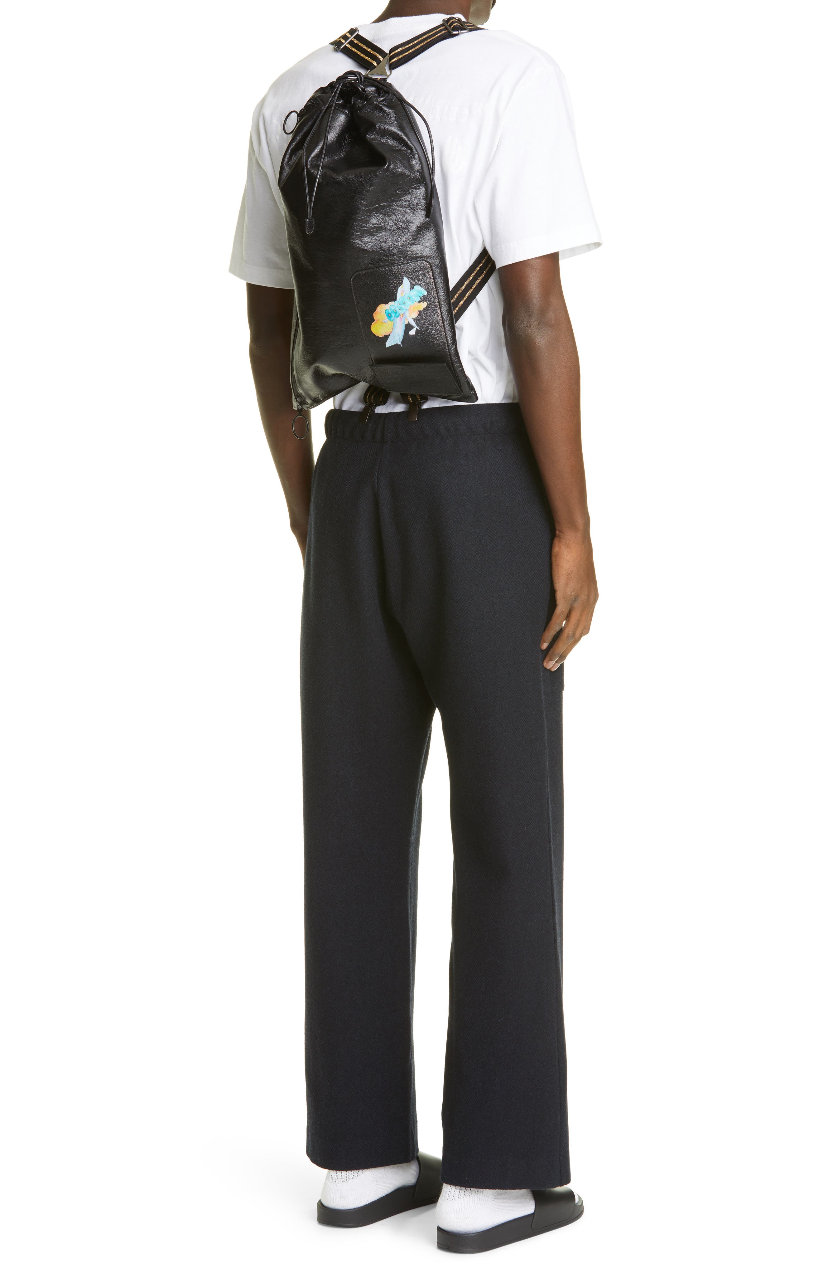 Andre Walker x Off-White Suspender Leather Bag, Alternate, color, BLACK ORANGE