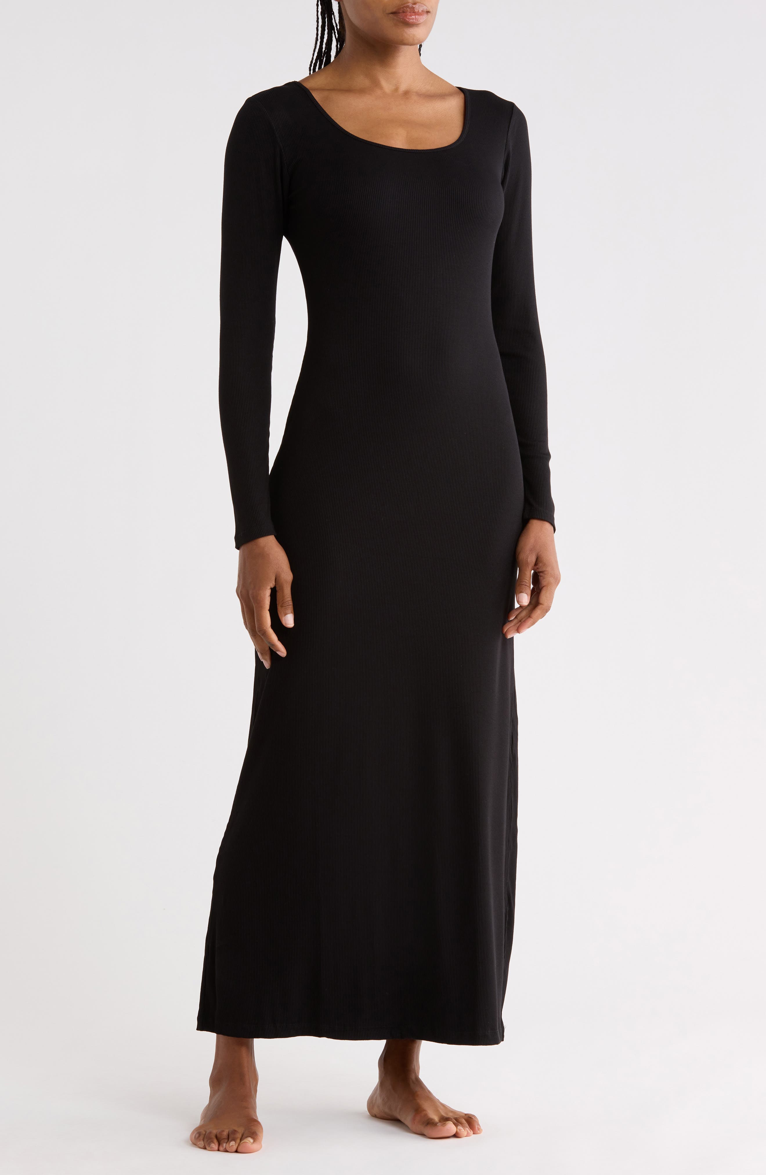 Long Sleeve Rib Maxi Nightgown