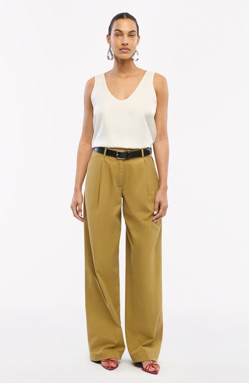 Another Tomorrow Relaxed Wide Leg Pant In Thyme