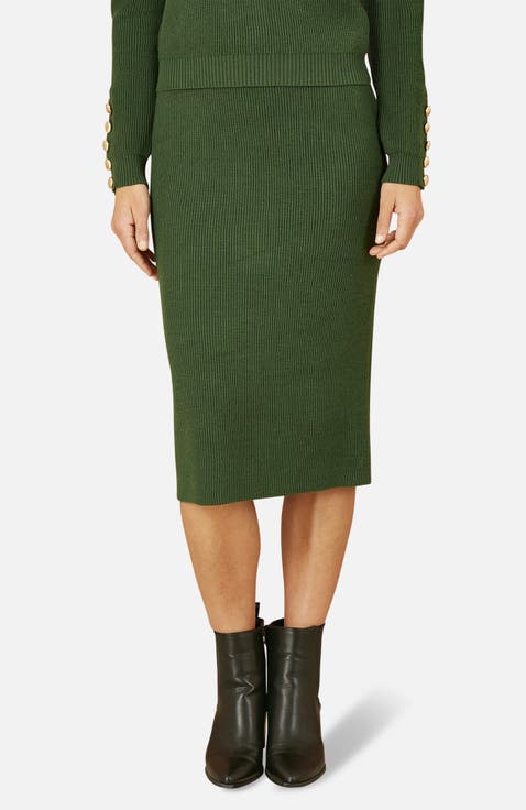 Rib Knitted Midi Column Skirt