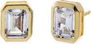 BY ADINA EDEN CZ Emerald Cut Bezel Set Stud Earring