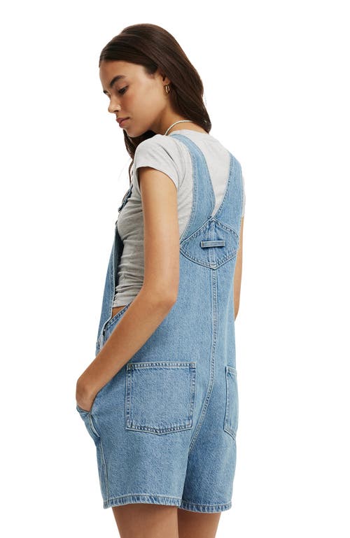 Cotton On Short Denim Overall In Cleanwater Blue