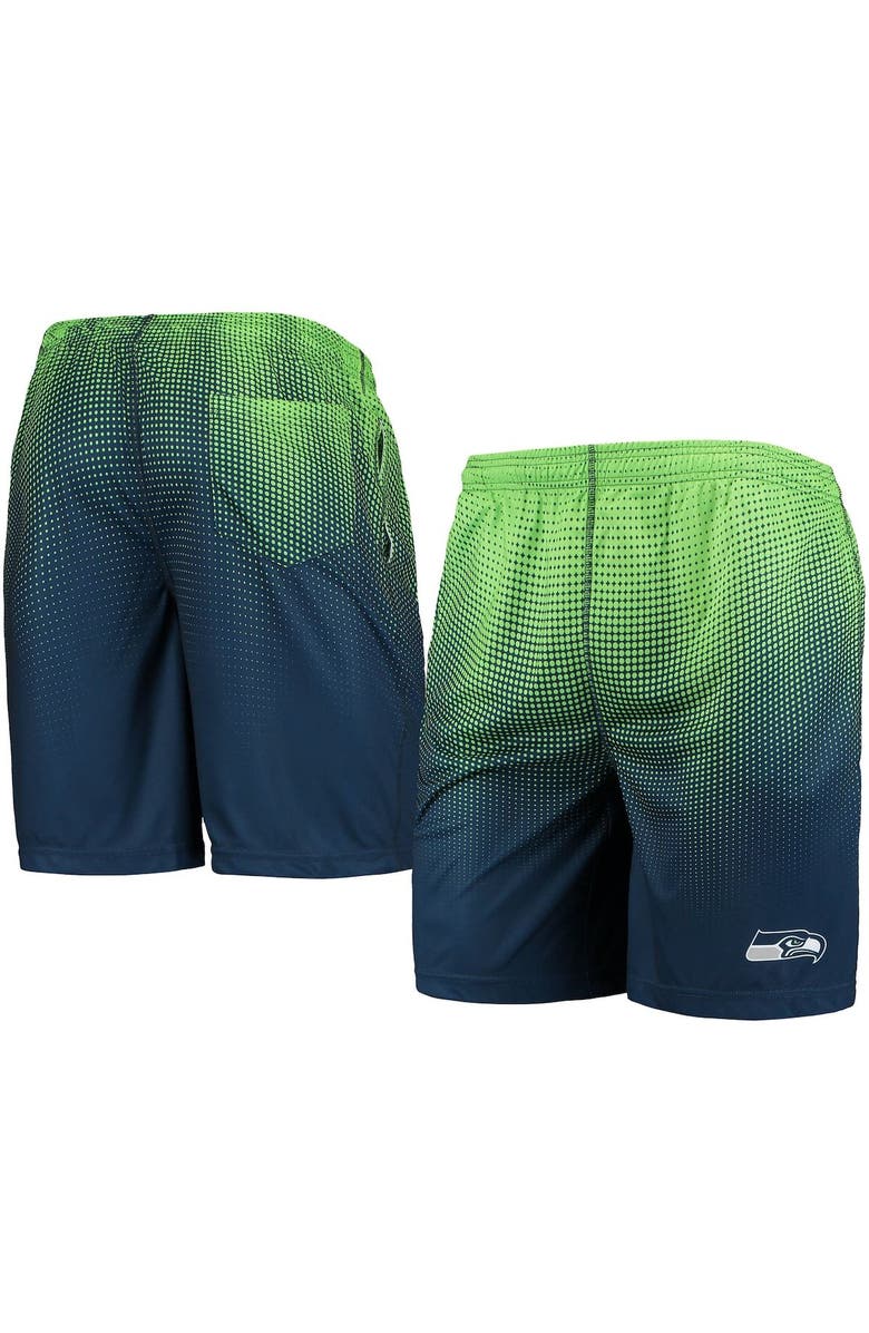 FOCO Men's FOCO College Navy/Neon Green Seattle Seahawks Pixel Gradient Training Shorts, Main, color, 