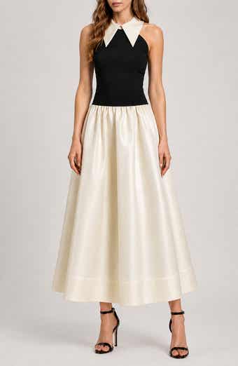 Colby Colorblock Mixed Media Halter Maxi Dress