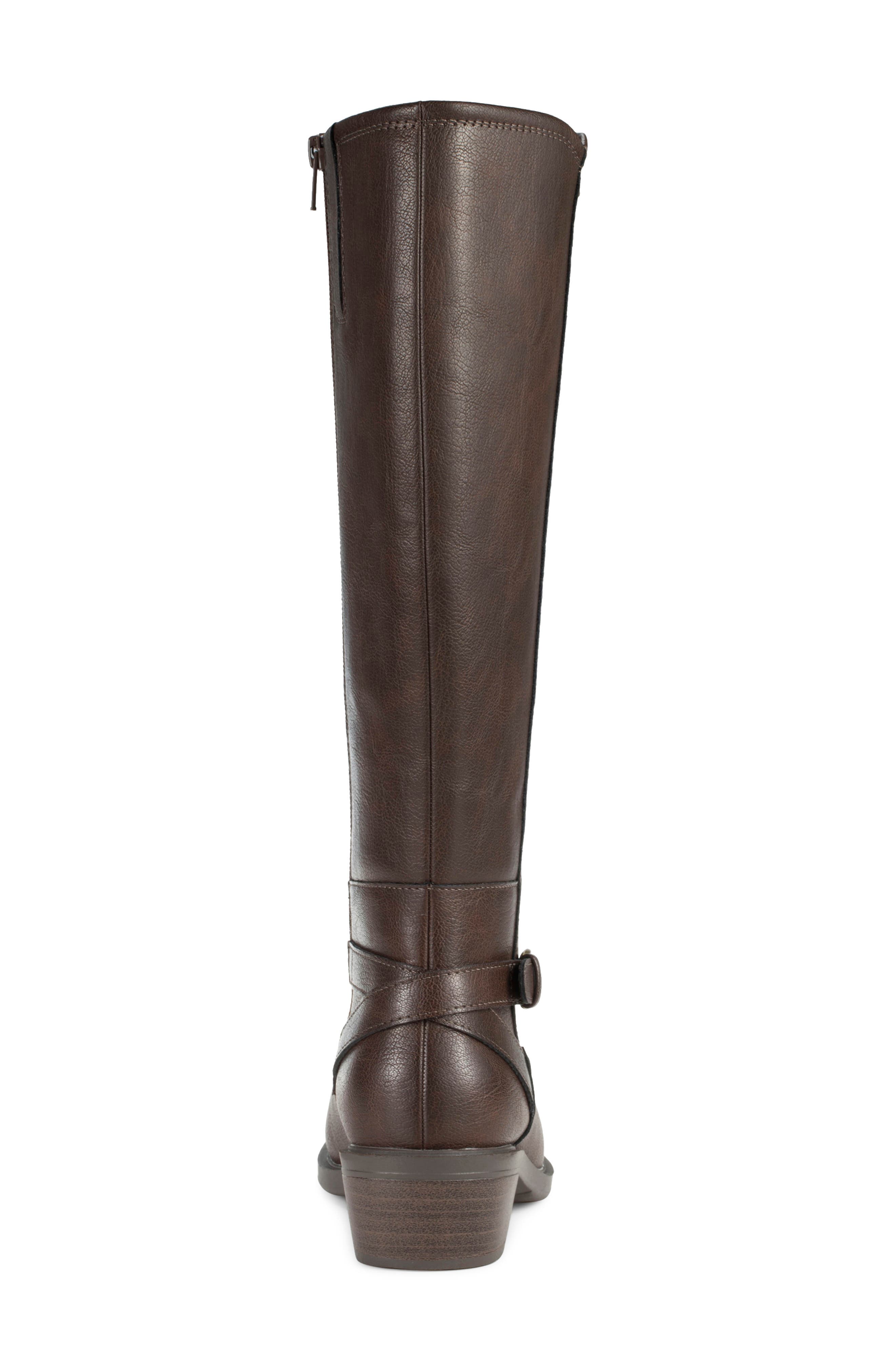 Natara Faux Leather Riding Boot, Alternate, color, DARK BROWN