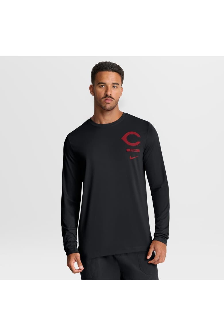 Men's Nike Black Cincinnati Reds 2-Hit Legend Dri-FIT Long Sleeve T-Shirt, Main, color, Black