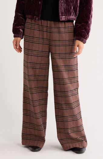 Marine Layer Allison Plaid Pull-On Wide Leg Moleskin Pants