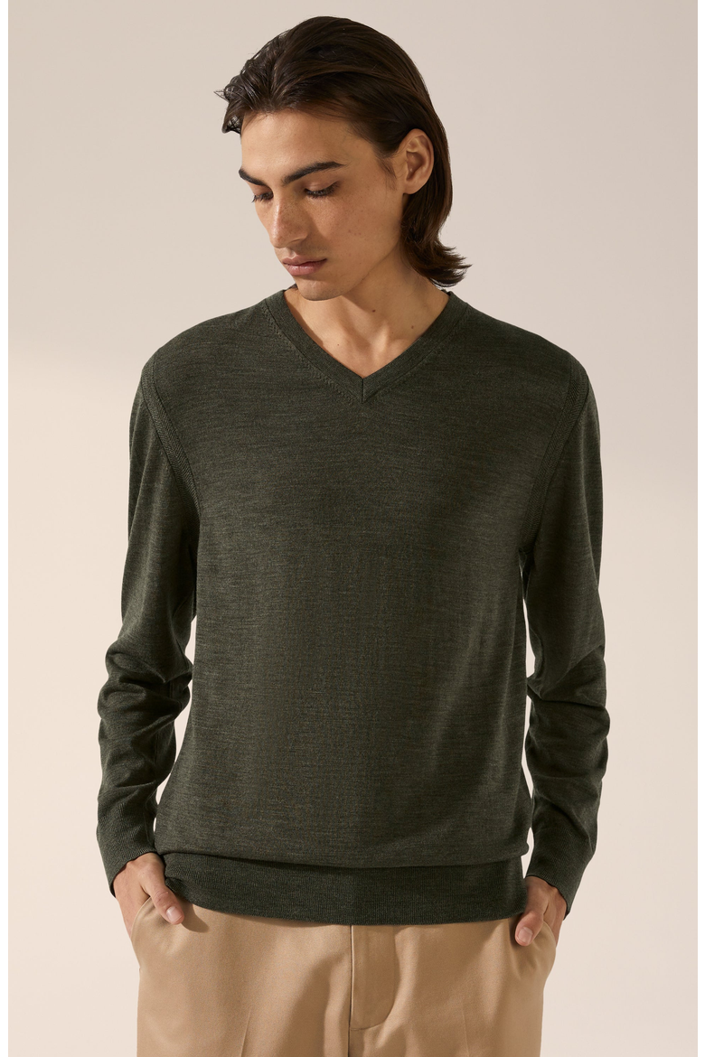 Cole Merino V-Neck Sweater, Alternate, color, Thyme