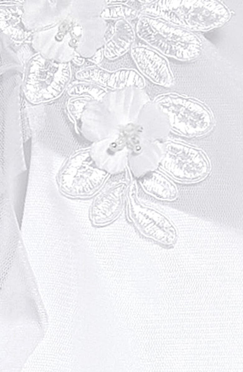 GERSON & GERSON Iris & Ivy Illusion Lace Cape Sleeve First Communion Dress, Alternate, color, 